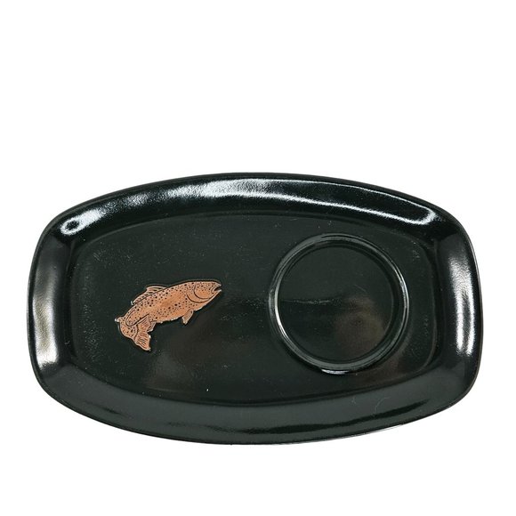 Frankoma Sportsman Fish Plate Forest Green Snack Sandwich Tray - Picture 1 of 10